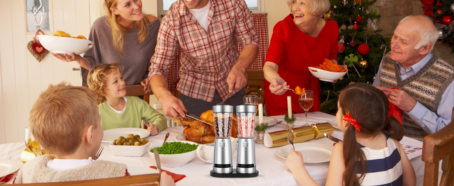 electric salt and pepper grinder set stainless steel