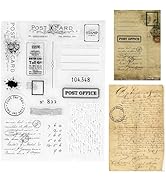 UCEC Handwriting Vintage Stamps Envelope Theme – Clear Silicone Stamps with Postcard Elements, Cl...