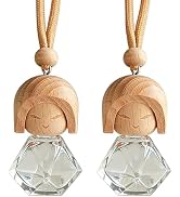 Car Air Freshener 2 Pack, Refillable Empty Glass Bottle Hanging Diffuser for Essential Oils, Car ...