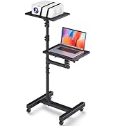 Facilife 2 Shelves Projector Stand Tripod, Mobile Laptop Cart on Wheels Projector Tripod Stand Ad...