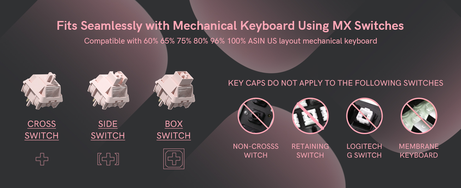 This keycap set fits seamlessly with MX-switches mechanical keyboards
