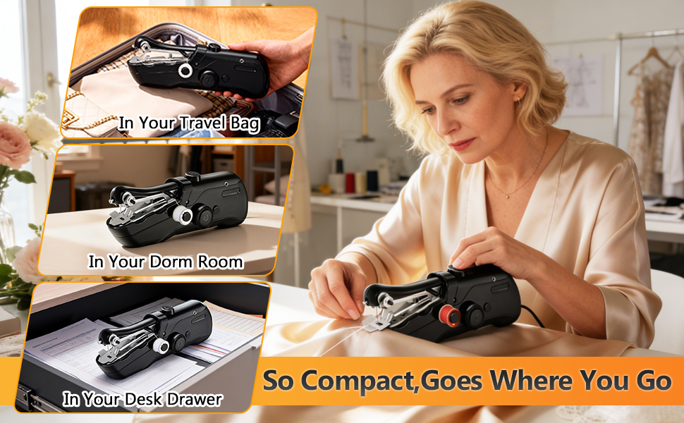 Electronic Small Sewing Machine for Quick Stitching &amp;amp; DIY Crafts, Complete Sewing Kit (Black)