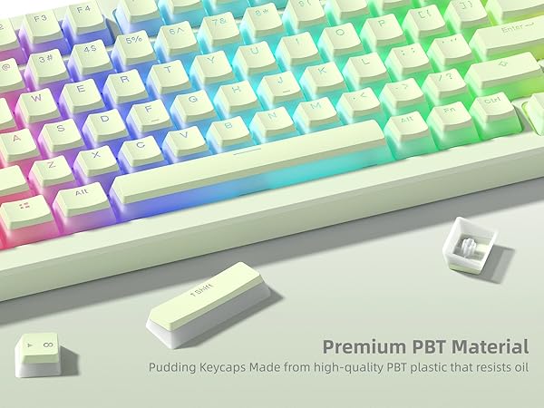 Womier Mechanical Keybaord Keycaps Pudding, PBT Cute Keycaps, Shine Through Key Cap