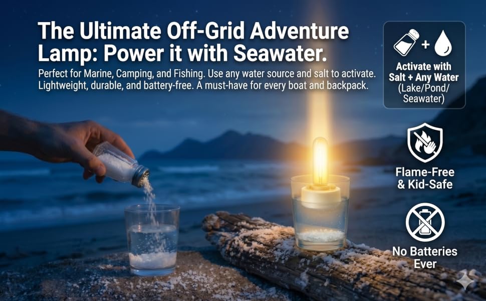 Just Add Salt + Water=Instant Bright Light