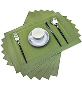 PIGCHCY Placemats,Heat Insulation Non Slip Plastic Placemats,Washable Easy to Clean Woven Vinyl K...