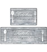 Pauwer Anti Fatigue Kitchen Mats Set of 2 Farmhouse Kitchen Rugs Non Skid Washable, Cushioned Kit...