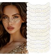 12PCS Glitter Freckles Face Tattoo, Gold Sparkle Freckles Makeup Patches for Women Girls, Waterpr...