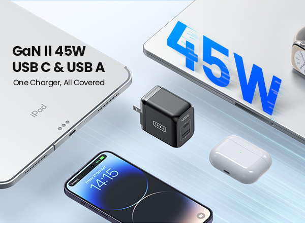 GaN 45W USB C & USB A