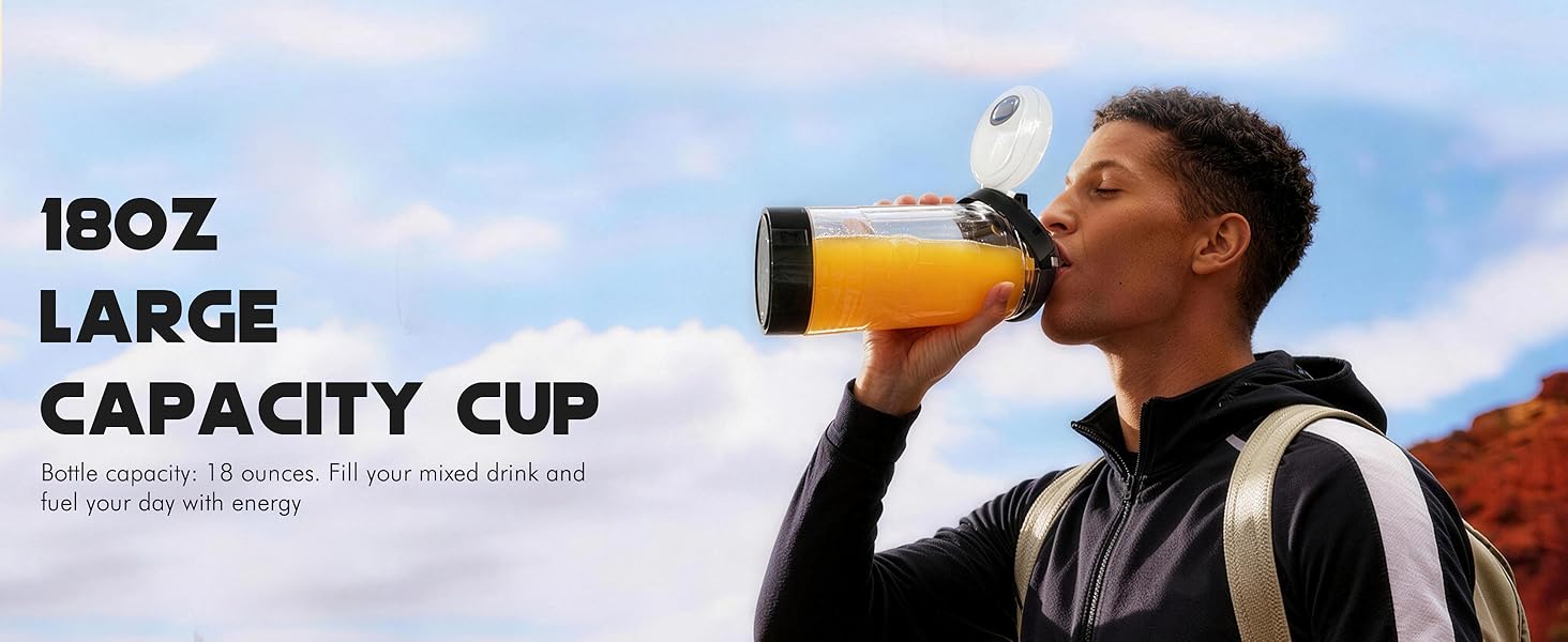 Replacement Cup for Ninja Blast Portable Blender,18 oz Vessel with Sip Lid &amp;amp; Base Cap