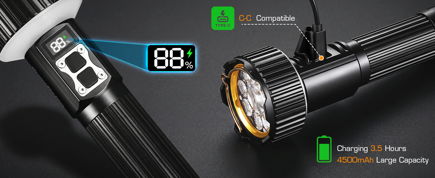 USB-C Rechargeable &amp;amp; 4500mAh Long-Lasting Battery