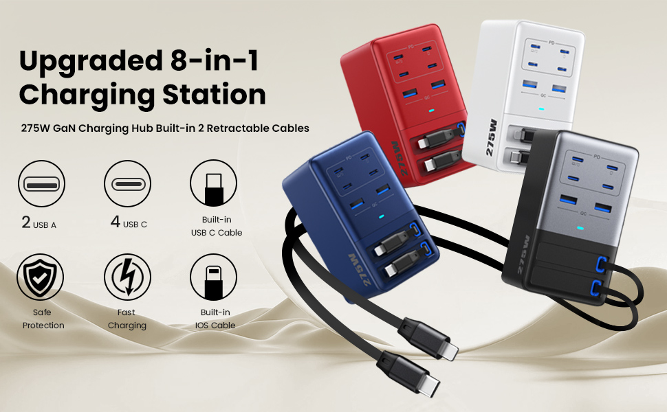 USB C Wall Charger,GaN Fast Charging Station,PD QC Foldable Charger Block Portable Laptop Adapter