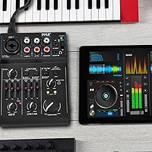 3 Channel Bluetooth Audio Mixer - DJ Sound Controller Interface with USB Soundcard for