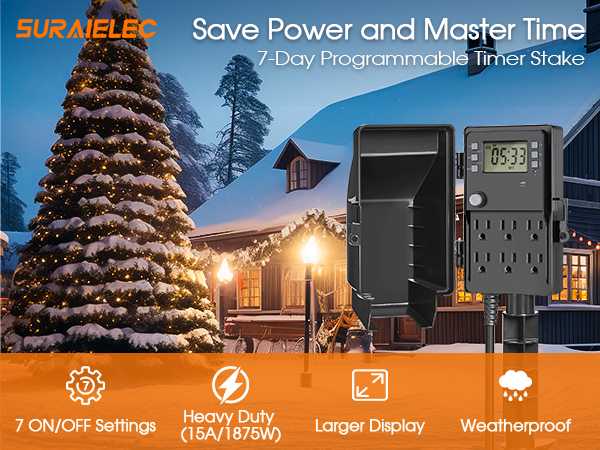 outdoor 6 plug outlet timer waterproof