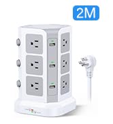 Power Strip Tower by KOOSLA, [15A 1500J] Surge Protector - 12 AC Multiple Outlets &amp; 6 USB Ports, ...