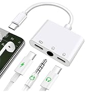 USB C to 3.5mm Headphone and Charge Adapter 3-in-1 Type C to Dual Audio Jack Splitter with PD Fas...