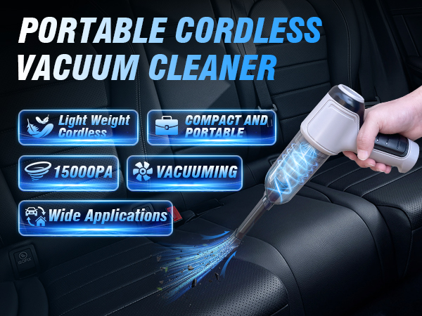 Car Vacuum Cleaner,Cordless 120W/15000PA Powerful Sutions Multi Functional Handheld Vacuum