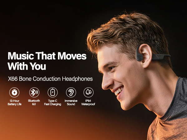 Wireless bone conduction open ear headphones for sports running headset