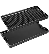 Utheer Nonstick Reversible Cast Iron Griddle 19.5"x 10.5", Ceramic Cooking Surface, Flat &amp; Ribbed...