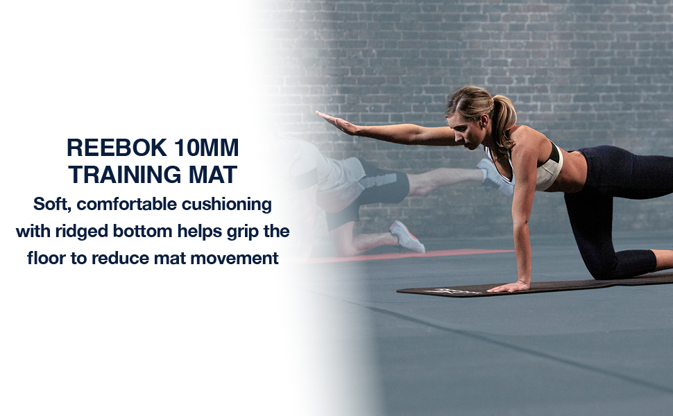 Soft, comfortable cushioning with ridged bottom, helps to grip floor to reduce mat movement