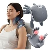 LIVINGPRO Neck &amp; Shoulder Massager with Heat, Deep Tissue Shiats with Bionic Palm 4D Kneading, Si...
