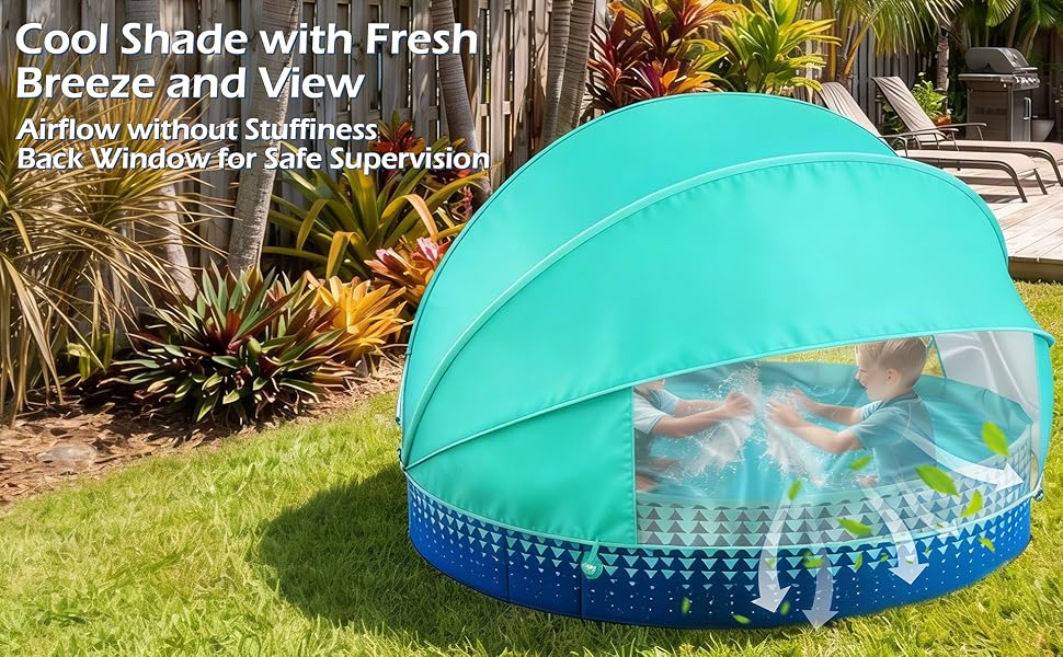 kiddie pool with canopy foldable pool for toddlers 1-3 dog pool for kids ages 4-8 1 2 3 year old