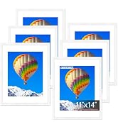 FIXSMITH 11x14 Picture Frame Set of 6, White Photo Frames Bulk with HD Plexiglass, Display Pictur...