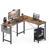 OLIXIS L Shaped Desk, 50-Inch Office Computer Gaming Desks Corner PC Table with Side Bag and Reve...