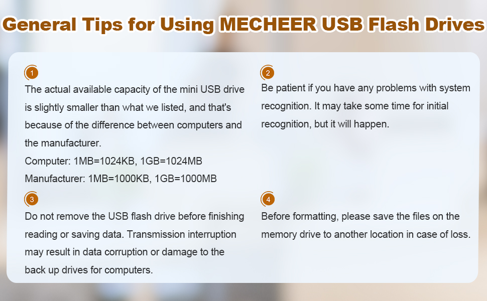 Some notes and tips in the use of USB flash sticks