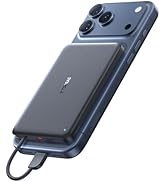 TORRAS Power Bank with Built-in USB-C Cable, Ultra-Slim 10,000mAh Portable Charger USB C, 22.5W F...