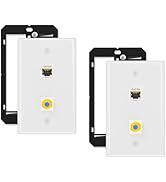 iwillink Cat6A Ethernet Coax Wall Plate, 2-Port Keystone Wall Plate with CAT 6A Shielded Coupler ...