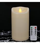 4" x 8" Outdoor Candles with Remote Timer Large Battery Operated Candles | Waterproof Flickering ...