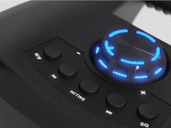 The PS100 Party Speaker is designed for easy control with user-friendly buttons