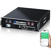 ECO-WORTHY 48V 100Ah Metal Case LiFePO4 Lithium Battery, 5.12kWh High-Capacity 3U Server Rack wit...