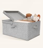 GRANNY SAYS Fabric Storage Bin with Lid, Decorative Box for Shelves, Jumbo, Gray, 1-Pack