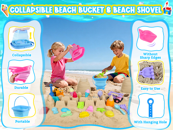 Collapsible Bucket, collapsible beach bucket, collapsible sand bucket