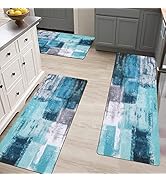 Pauwer Kitchen Area Rug Sets 3 Piece with Runner Farmhouse Waterproof Non Skid Washable Cushioned...