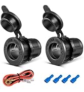 Anina 2pcs Cigarette Lighter Socket DC 12V Power Outlet Socket Replacement with Cover Waterproof ...