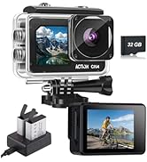 Nvgfelis Action Camera FHD 1080P 16MP with 32GB Memory Card - 131FT/40M Waterproof Dual Screen Sp...