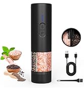 Electric Salt and Pepper Grinder Set, 2 in 1 Dual Bins USB Rechargeable Refillable Automatic Salt...