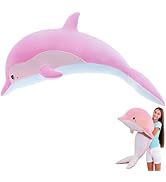 RYOLOY Dolphin Stuffed Animals Cuddle Pillow,43" Giant Stuffed Plush Animal Pillow Soft Marine Oc...