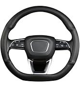 Cxtiy D Shaped Steering Wheel Cover, Genuine Leather Flat Bottom Stearing Wheel Cover Luxury Car ...