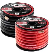 Install Link 4 AWG Gauge Power or Ground Wire Cable 25ft Red, 25ft Black (50 Feet Total), CCA