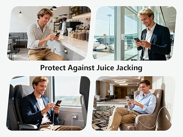 Text reads 'Protect Against Voice Leaking'. Series of images showing people in office settings using mobile devices