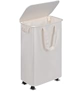 Vincona Slim Laundry Basket with Lid, 55L Small Laundry Basket with Handles, Tall Dirty Clothes H...
