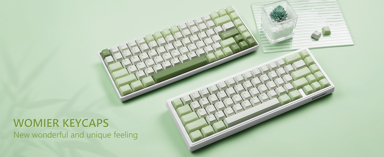 Womier PBT Keycaps Green, Jade Keycaps 60 75 100 Percent, Translucent Key caps Custom