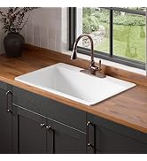 Jackson Crisp White Fireclay 33" Single Bowl Drop-In Kitchen Sink with 3 Holes