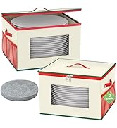homyfort China Plate Storage Containers, Dish Storage Box Protectors, 2 Pack 12 Inch Hard Shell D...