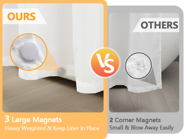 Seenus Waterproof White Shower Curtain Liner with Weighted Magnets