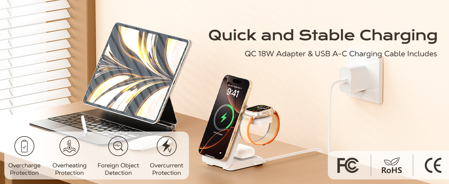 Magnetic wireless charger with adapter