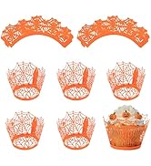 50Pcs Fall Cupcake Liners Decorations,Spider Web Cupcake Wrappers Decoration Fall Baking Supplies...